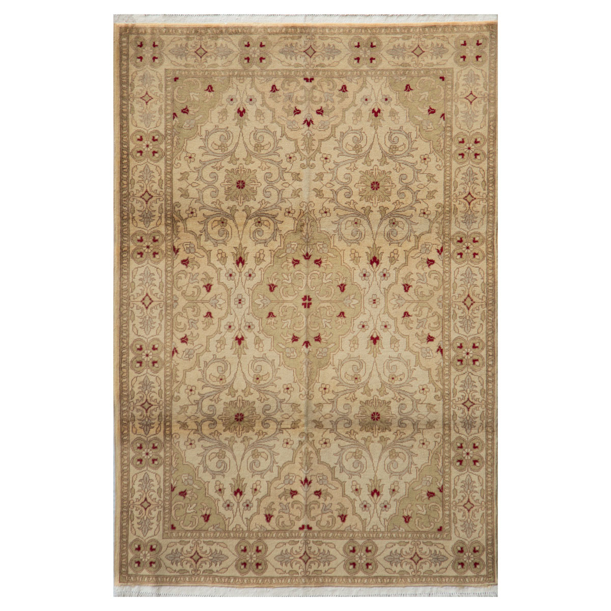 Hand-Knotted Warm Neutral Area Rug | 5' 0" X 3' 2"