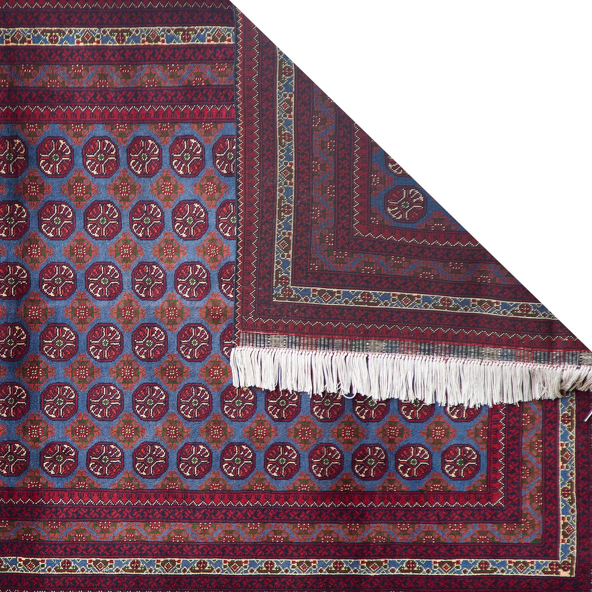 Afghan Mauri Firebrick Design Handwoven Dark Red Area Rug | 4' 9" X 3' 3"