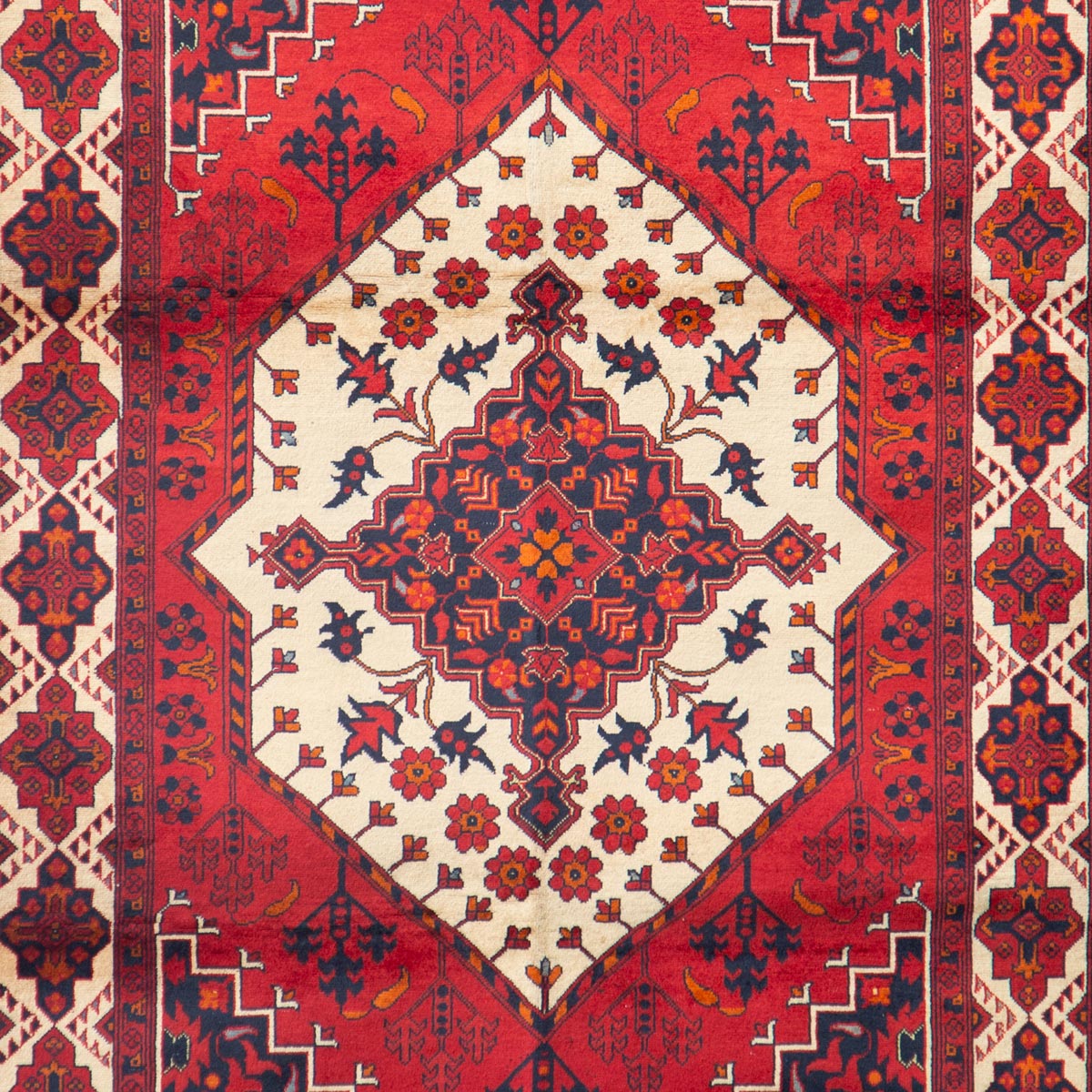 Aqcha Design Red Patterned Wool Hand-Knotted Area Rug | 4' 5" X 3' 3"