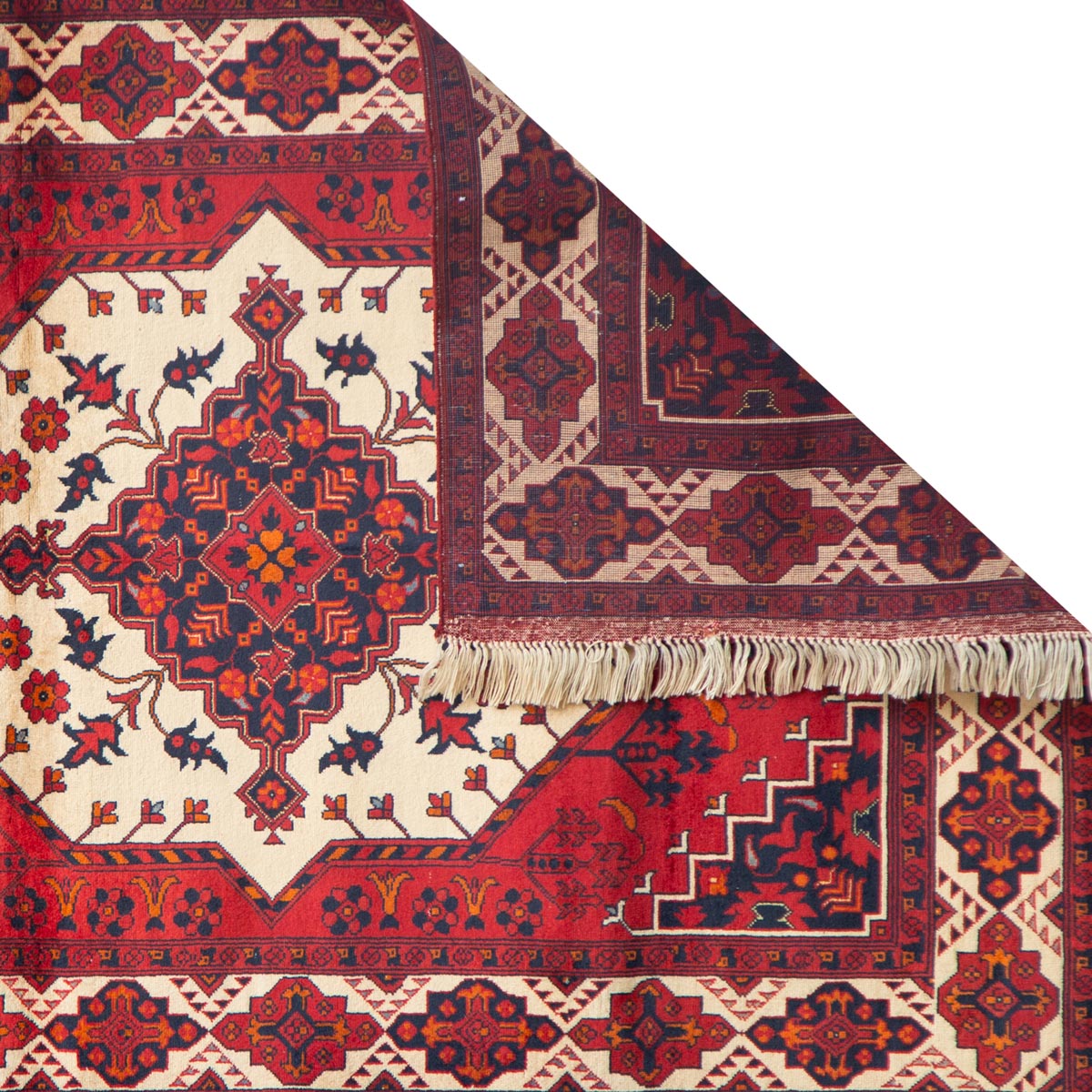 Aqcha Design Red Patterned Wool Hand-Knotted Area Rug | 4' 5" X 3' 3"