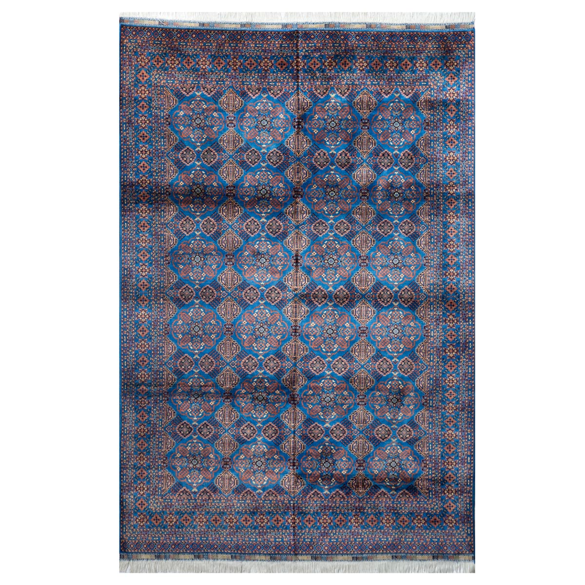 Sky Blue Patnosi Design Handmade Traditional Rug | 9' 6" X 6' 4"