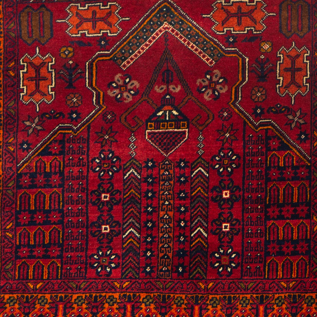 Hand-Knotted Red Afghan Prayer Mat | 2' 7" X 3' 9" 
