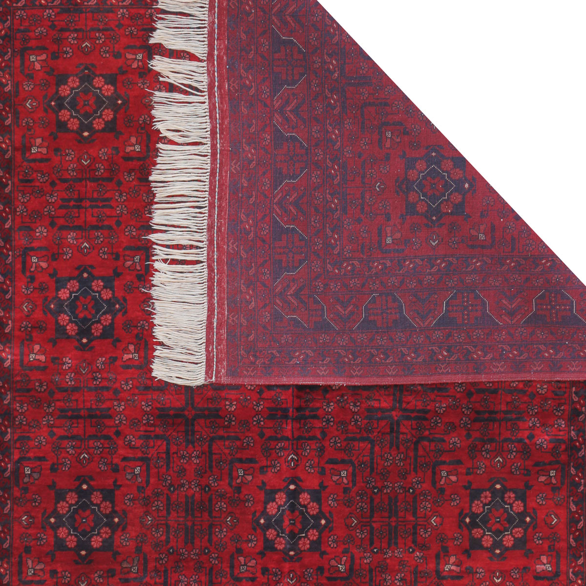 Red Bukhara Design Handwoven Carpet | 6' 4" X 5' 0"