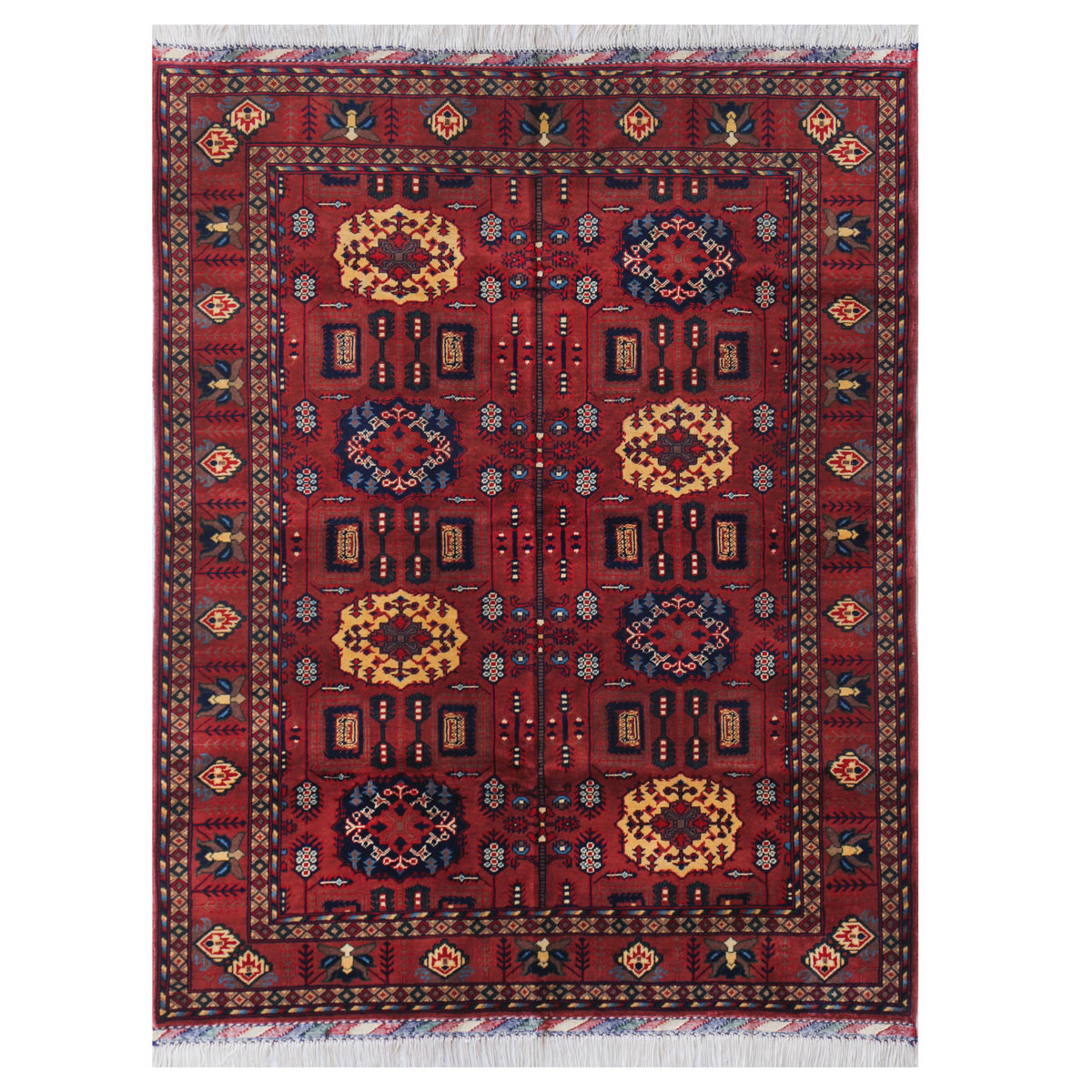 Red Gandomi Design Handwoven Carpet | 6' 5" X 5' 1" 