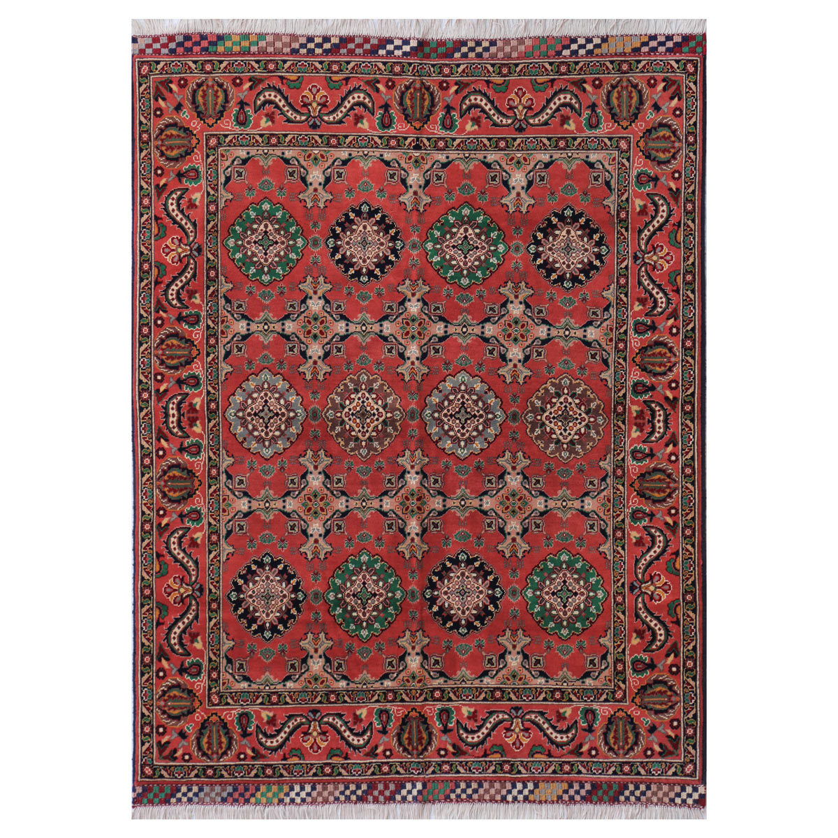 Red Abrisham Design Handwoven Carpet |6' 7" X 5' 1"