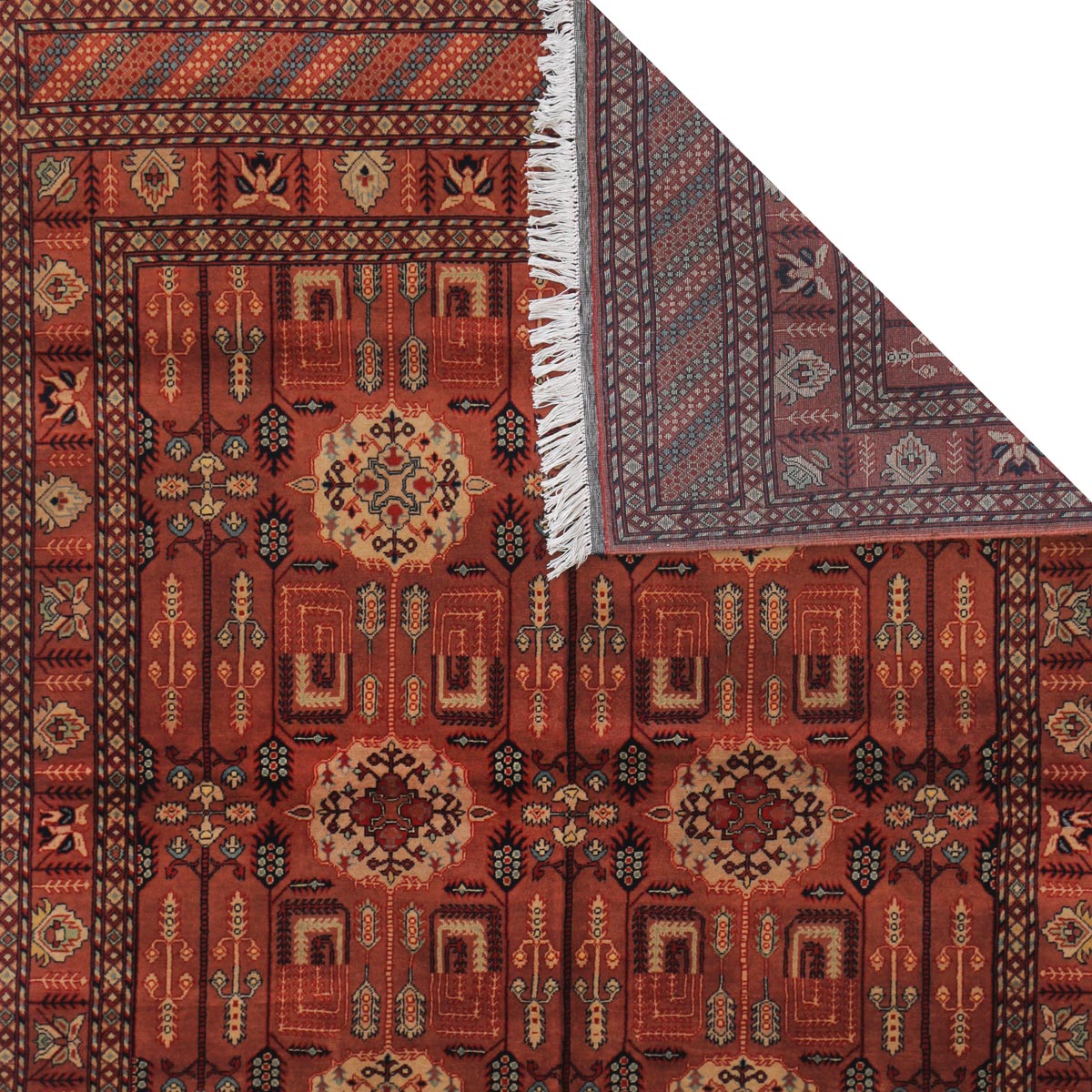 Red Gandomi Design Handwoven Carpet | 6' 8" X 4' 11"
