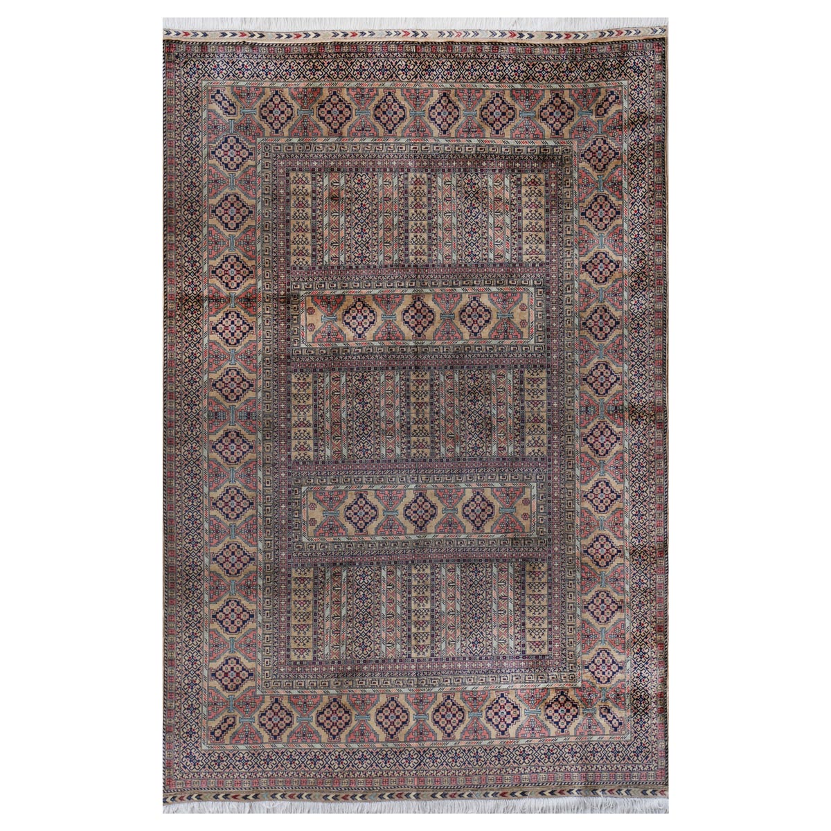 Tan Parda Design Handwoven Carpet | 9' 11" X 6' 7"