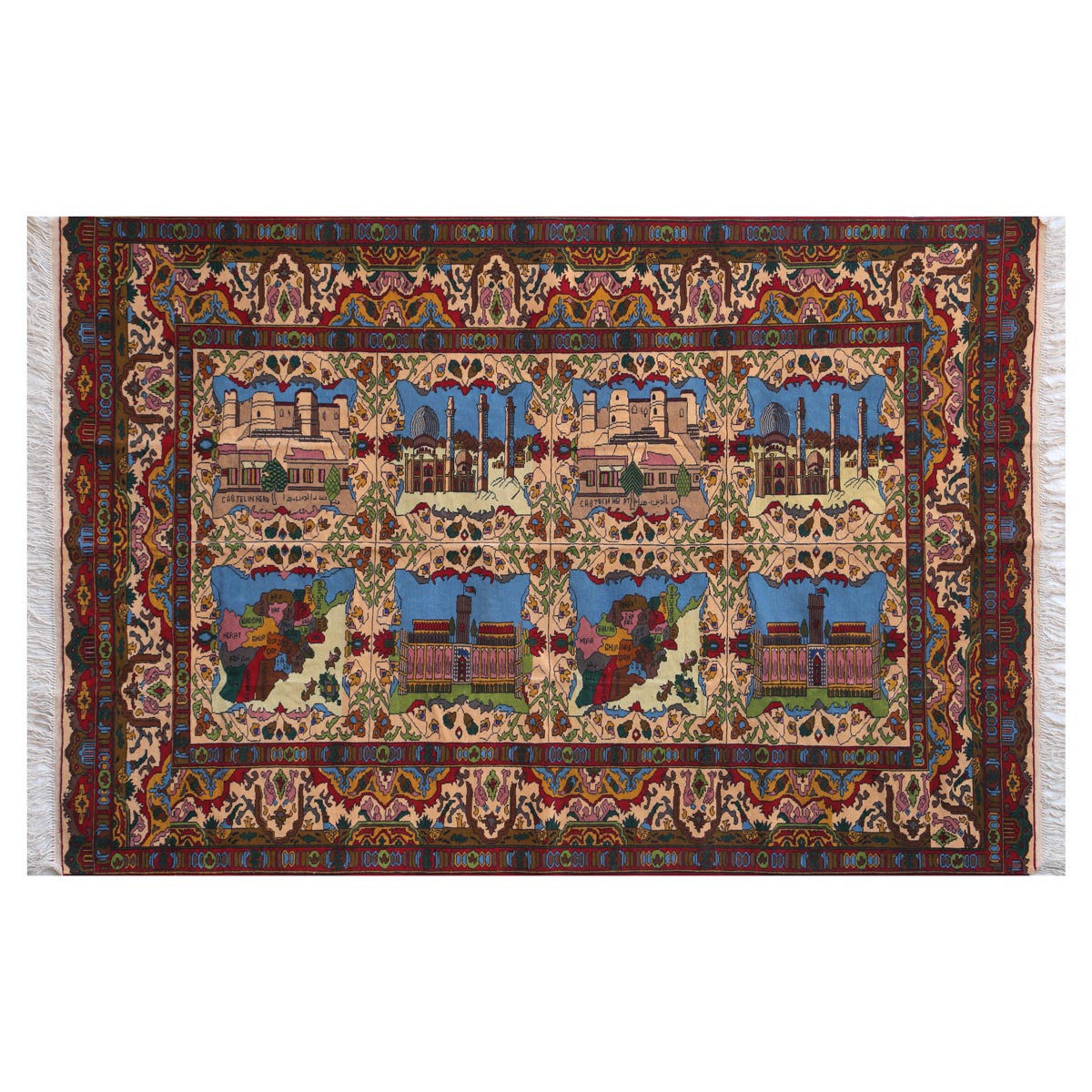 Afghanistan Map Pictorial Handwoven Carpet |9' 8" X 6' 7"