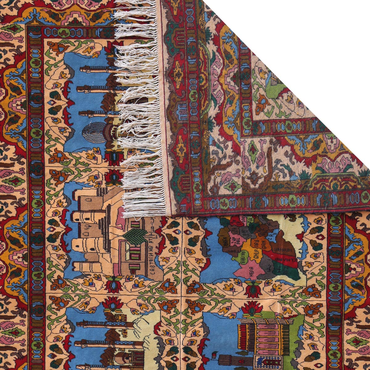 Afghanistan Map Pictorial Handwoven Carpet |9' 8" X 6' 7"