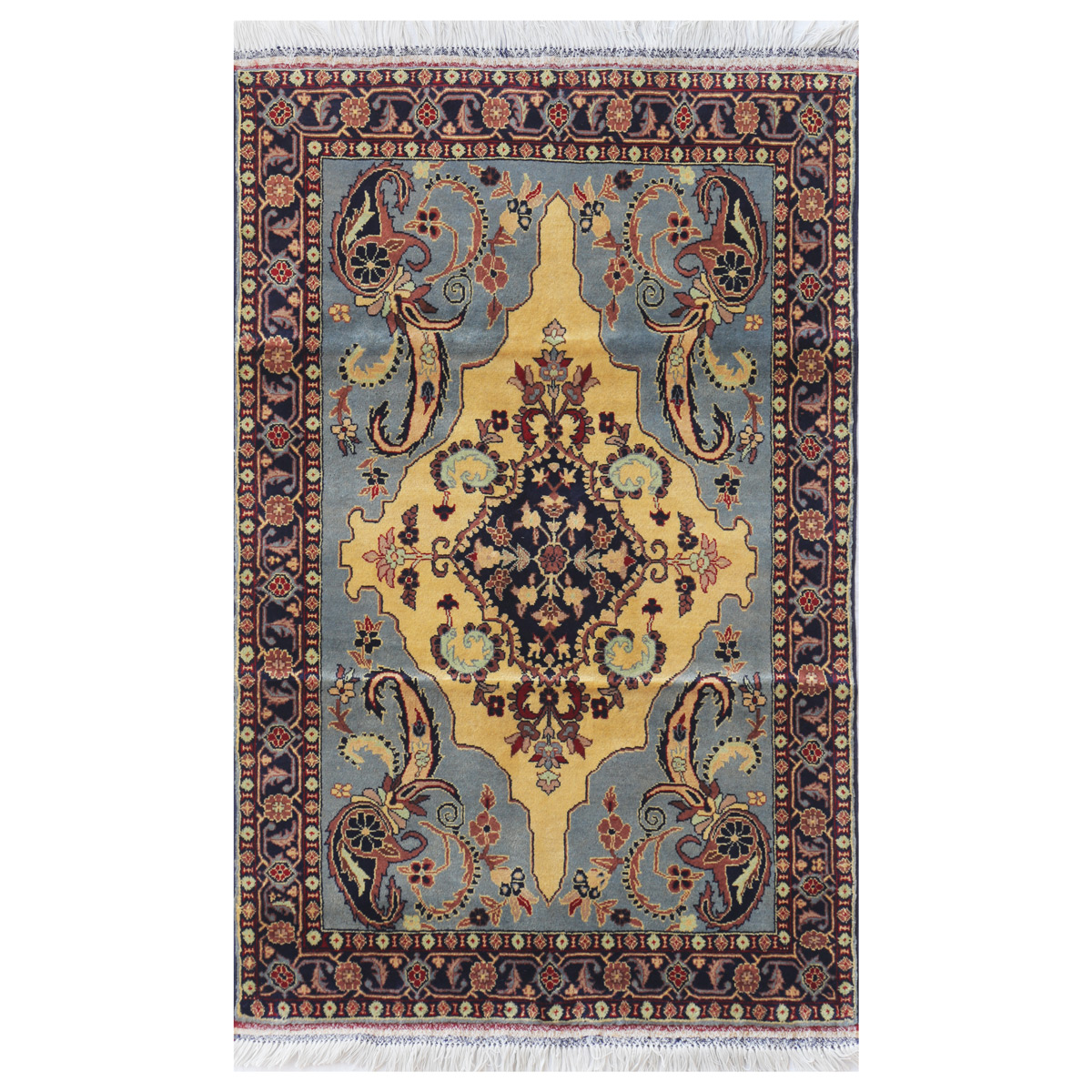 Sky Blue Yak Gula Design Handwoven Carpet | 4' 11" X 3' 3" 