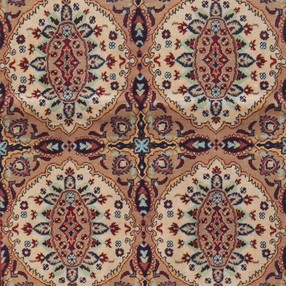 Cream Abrisham Design Handwoven Carpet | 4' 11" X 3' 5" 
