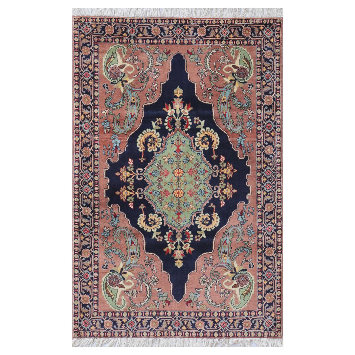 Tea Rose Yak Gula Design Handwoven Carpet | 4' 11" X 3' 4" 