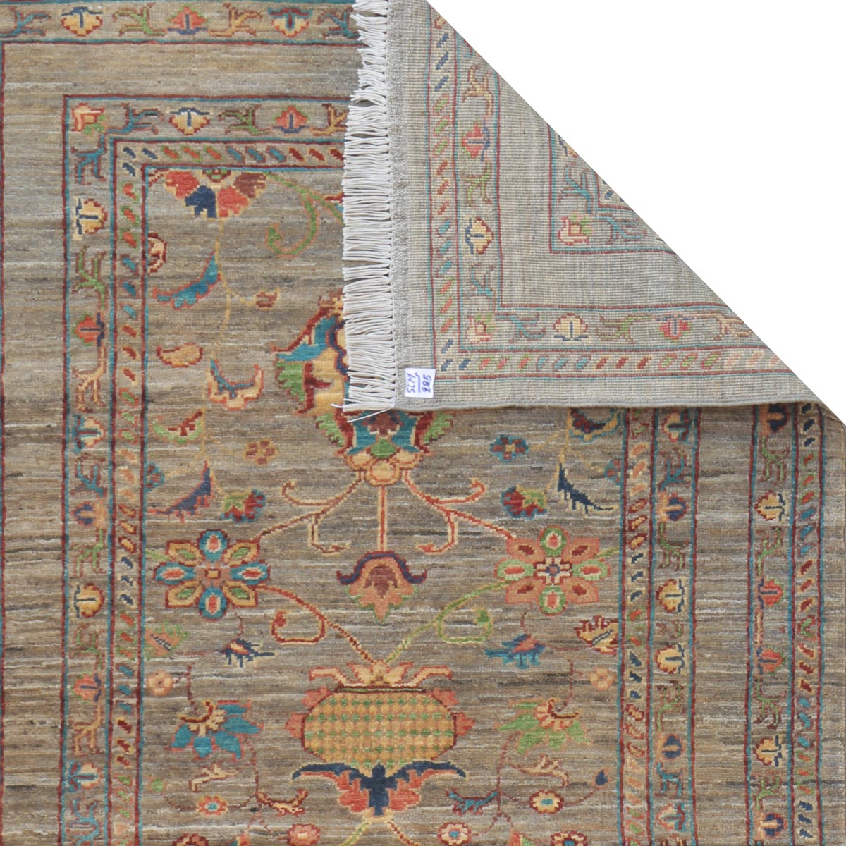 Cream Chobi Design Handwoven Carpet | 4' 7" X 3' 3"