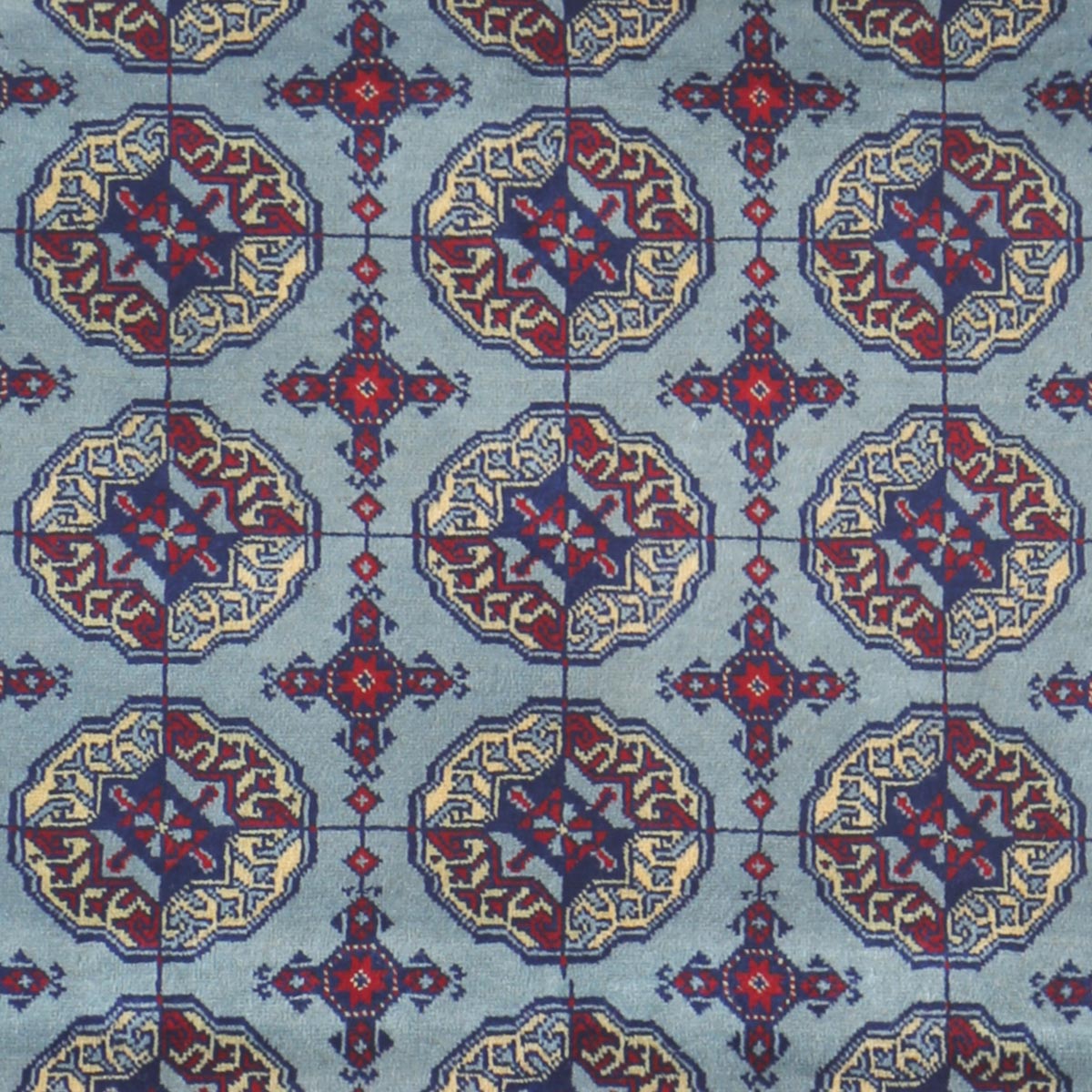 Sky Blue Ahal Gul Design Handwoven Carpet | 5' 0" X 3' 3"