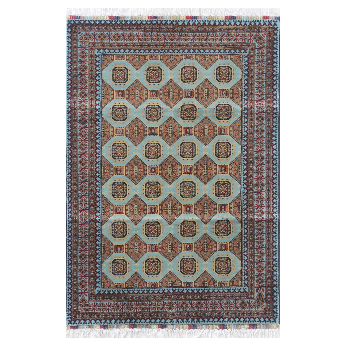 Teal Sariqi Dayer Shahi Design Handwoven Carpet | 4' 8" X 3' 4"