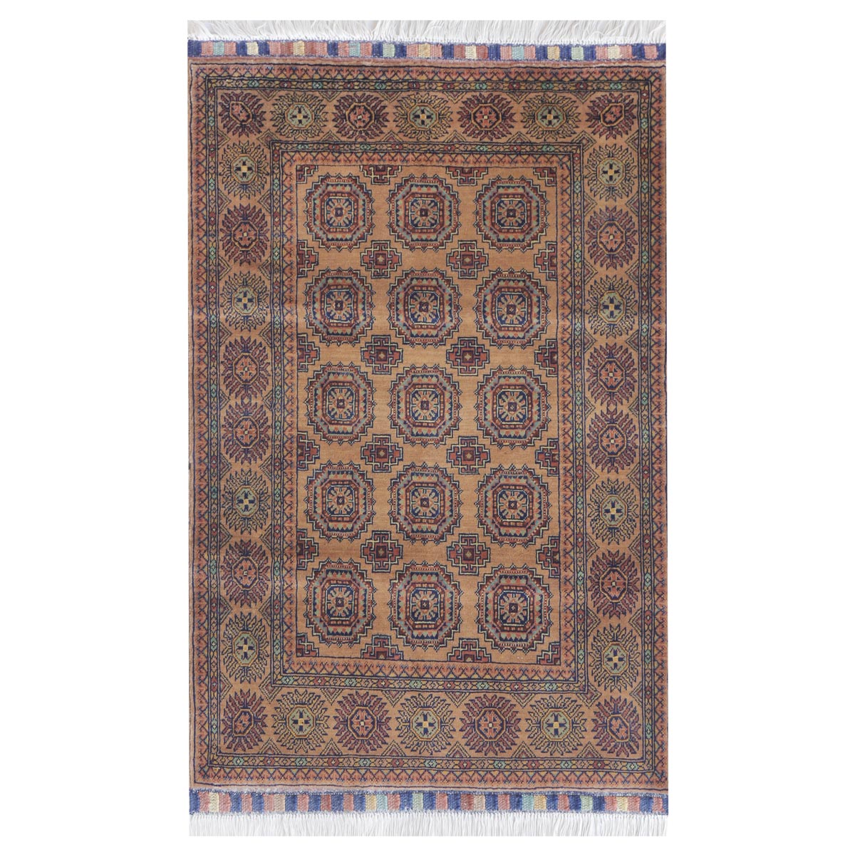 Cream Sariqi Design Handwoven Carpet | 3' 11" X 2' 10"