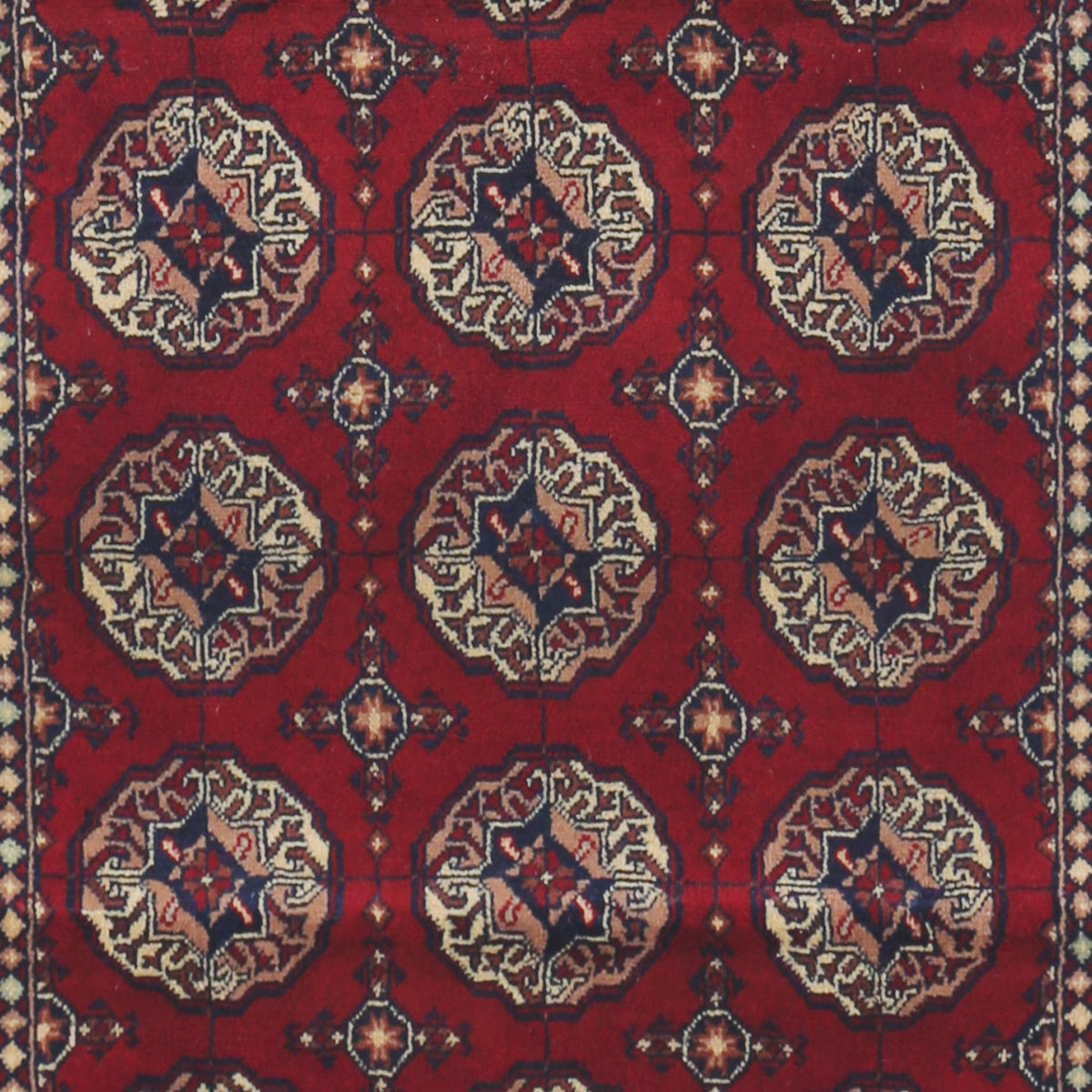 Red Ahal Gul Design Handwoven Carpet | 4' 1" X 2' 8"