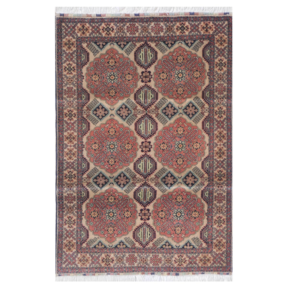 Coral Peach Patnosi Design Handwoven Carpet | 4' 11" X 3' 3"