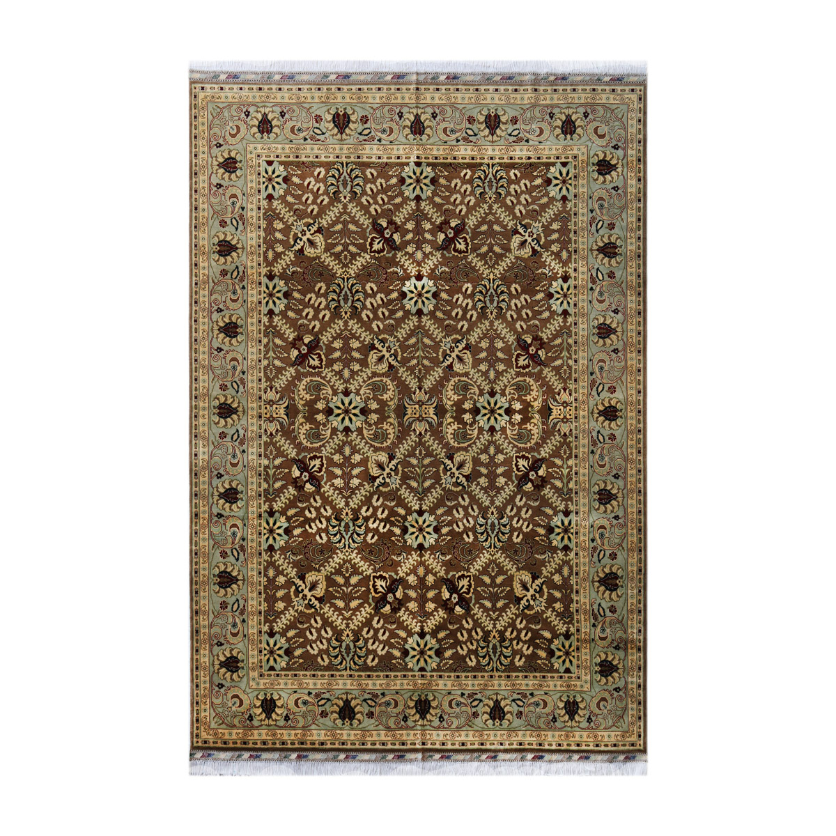 Afghan Wood Design Handwoven Carpet | 11' 5" X 8' 3"