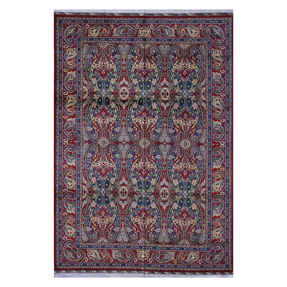 Heart Design Original Afghan Handwoven Carpet | 9' 5" X 5' 6"