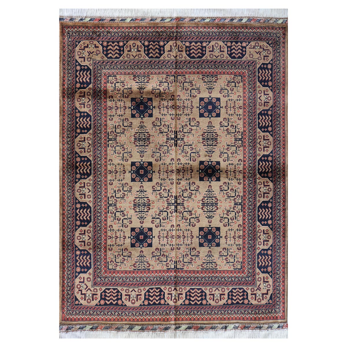 Bukhara Design Afghan New Handmade Carpet | 6' 6" X 5' 0" 