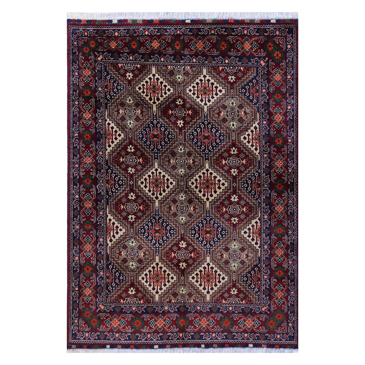 Yusouf Bahayee Design Afghan Handwoven Carpet | 6' 7" X 4' 9" 