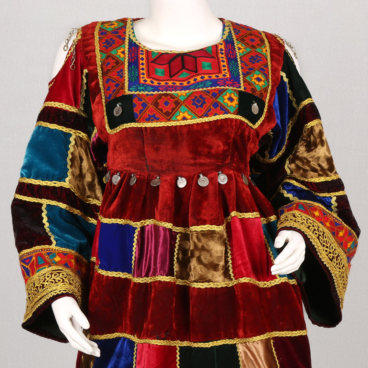 Red Kochi Embroidered Pleated Frock | Velvet Open Sleeves Paty Wear Frock