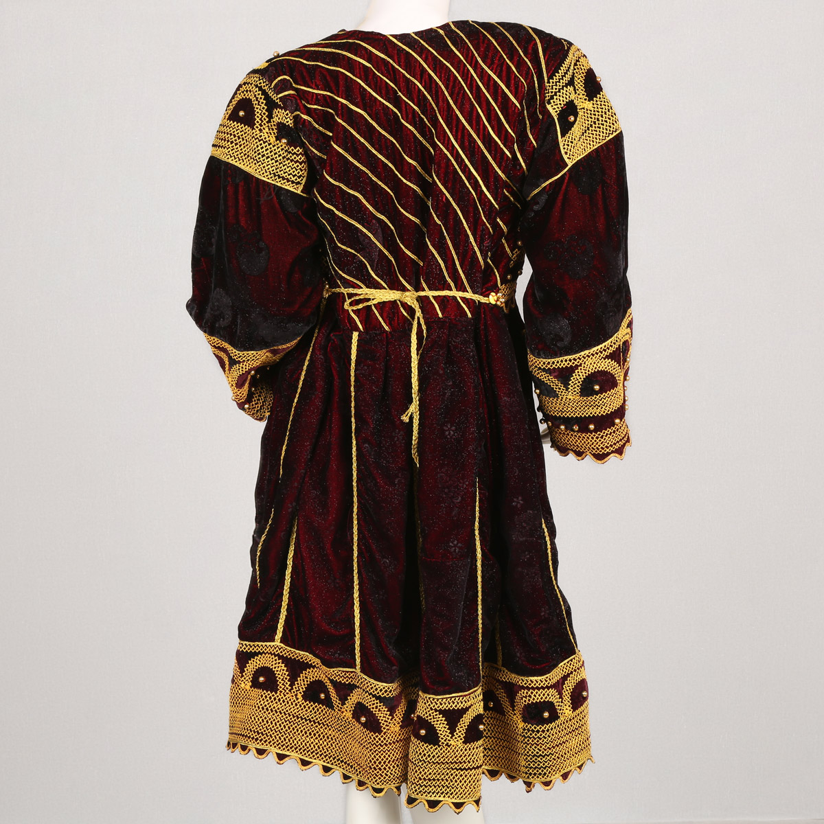 Maroon Cherma Embroidered Long Shrug | Velvet Belted Fancy Chapan