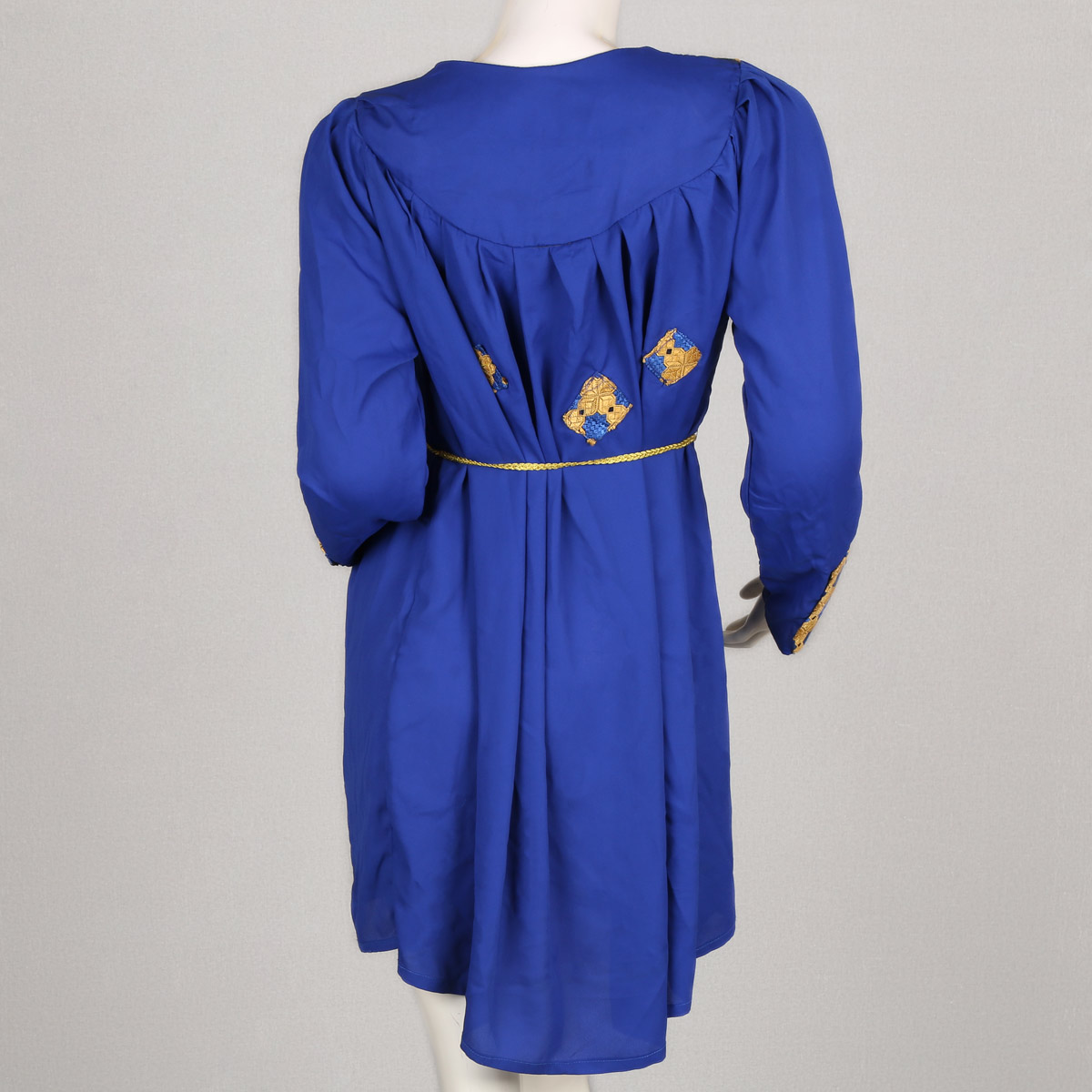Blue Cross Stitch Collar Shrug | Crepe Cherma Belted Short Shrug