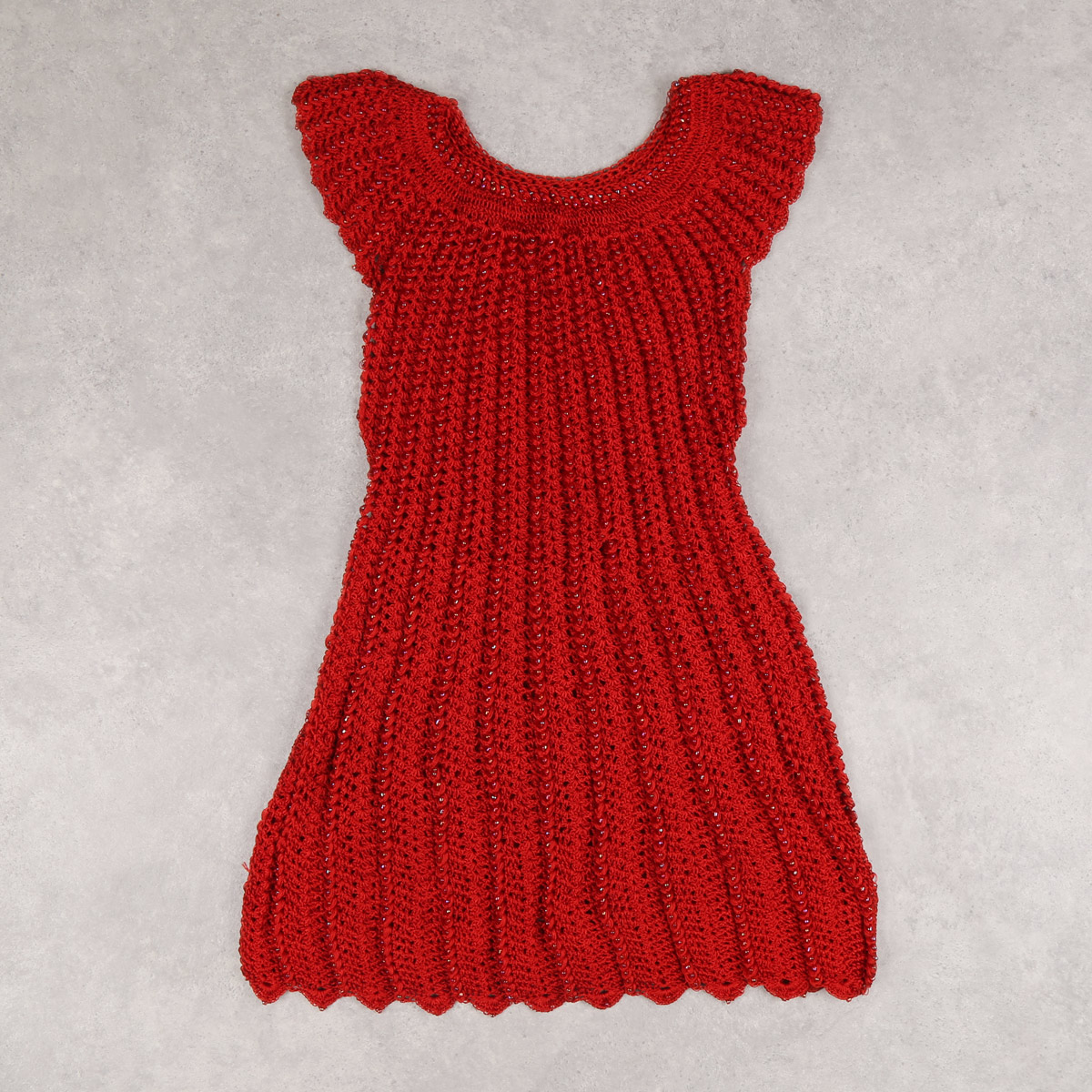 Red Hand Knitted Top | Sleeveless Knitted Dress