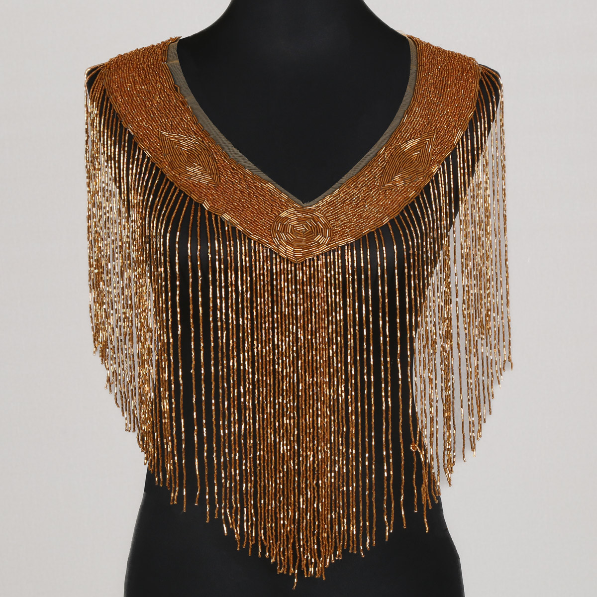 Brown Crop Beaded Top | V-Shape Tessel Beaded Top
