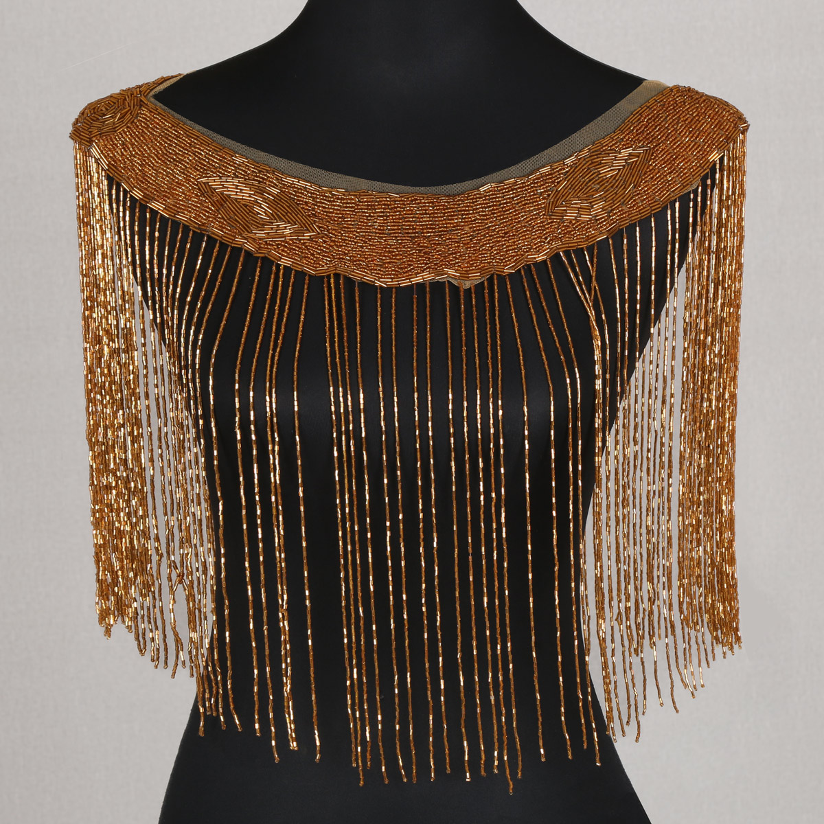 Brown Crop Beaded Top | V-Shape Tessel Beaded Top