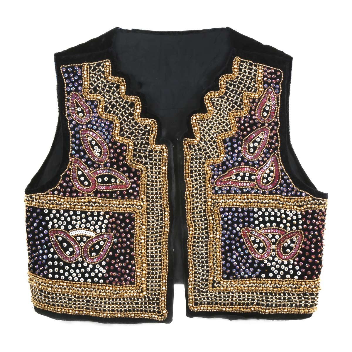 Black Full Bead Embroidered Women's Waistcoat | Silk Party Wear Fancy Vest