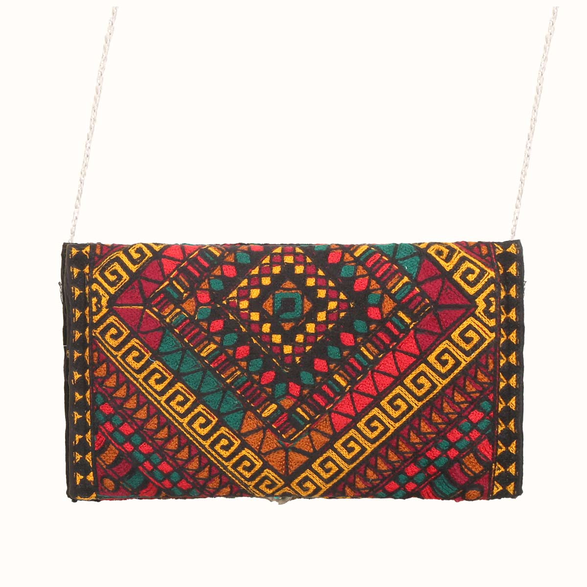 Graph Embroidered Clutch Shoulder Bag | Chain Strap Envelope Bag