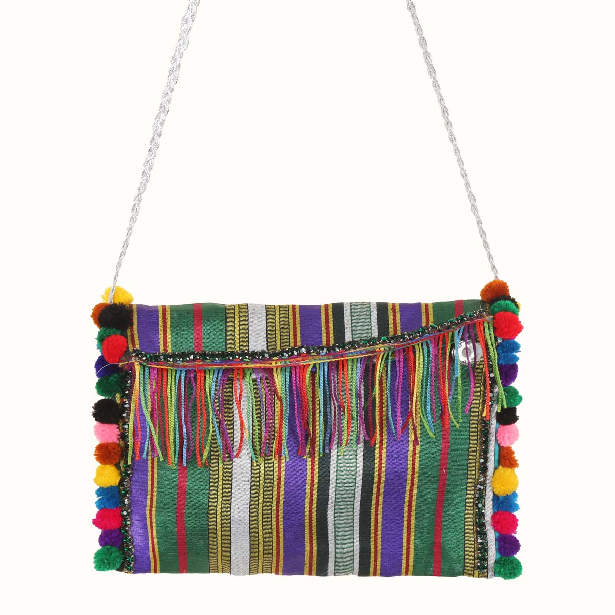 Colorful Striped Shoulder Bag | Chain Strap Quilted Bag