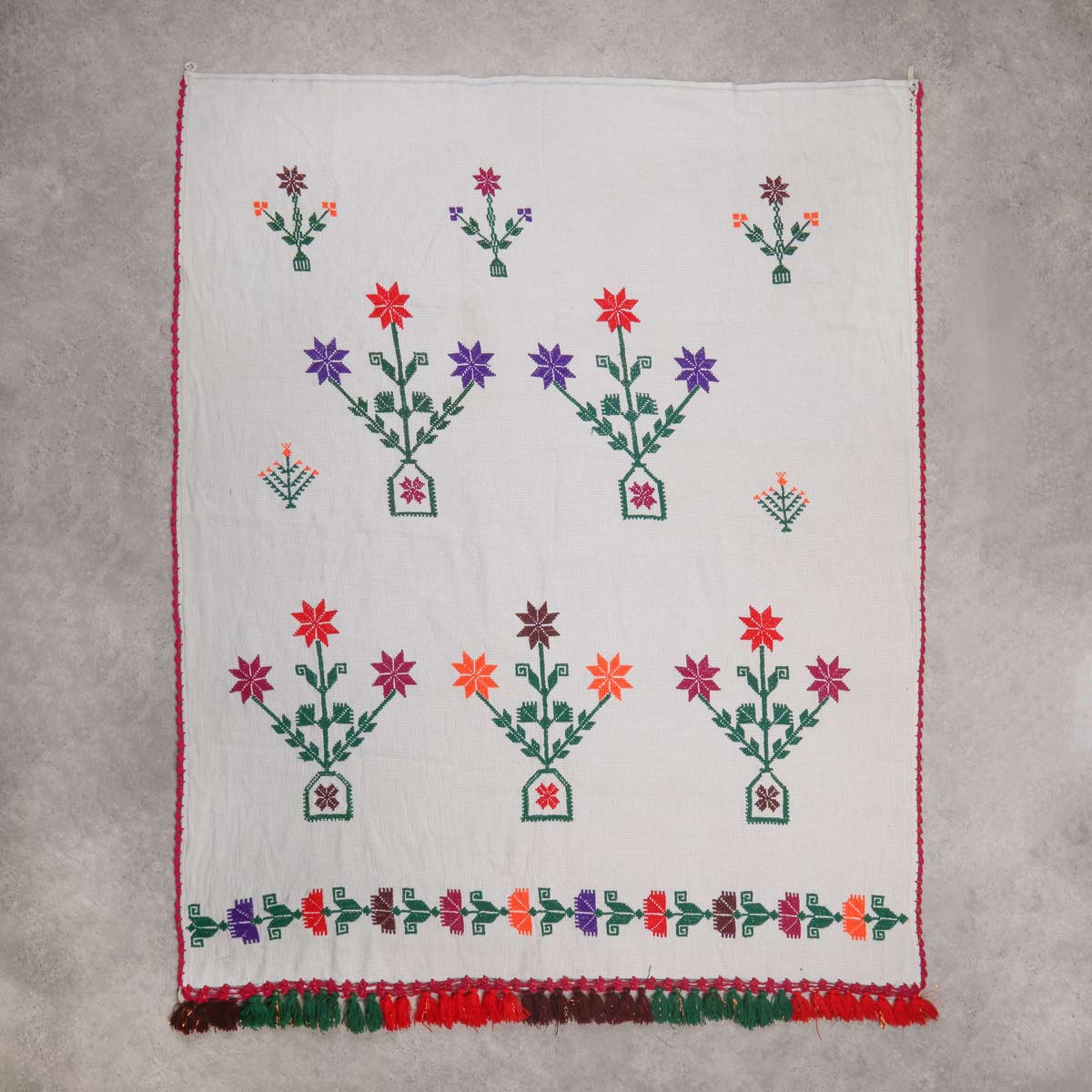 White Flower Stitch Table Cloth | Hand Stitch Table Cloth