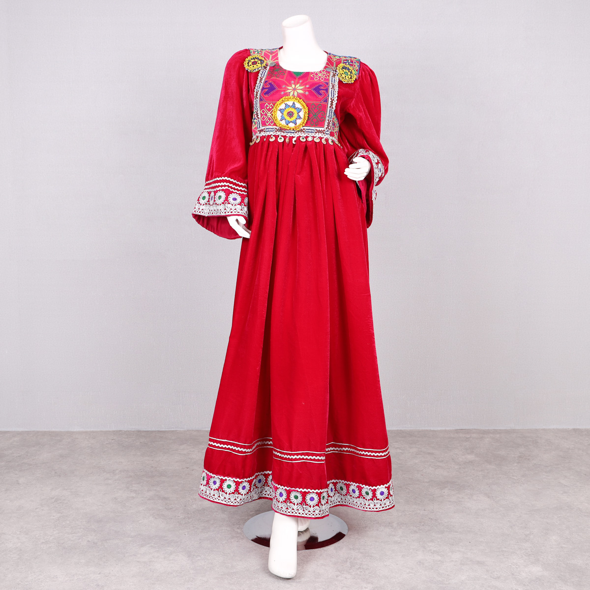 Pink Velvet Pleated Dress | Cherma Embroidered Frock 