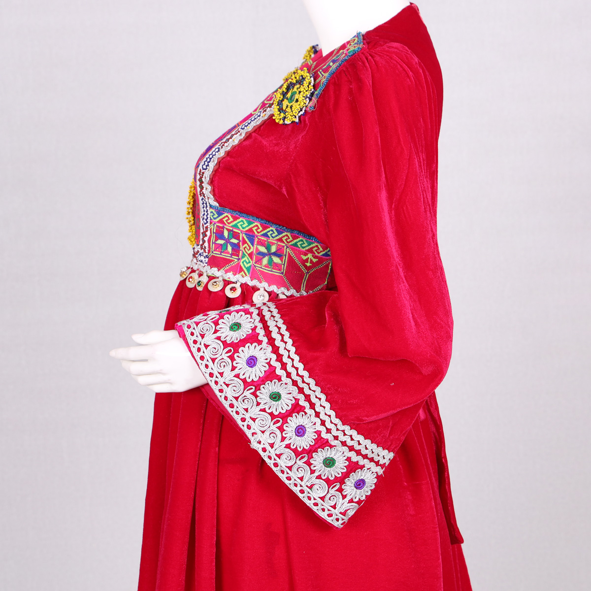 Pink Velvet Pleated Dress | Cherma Embroidered Frock 