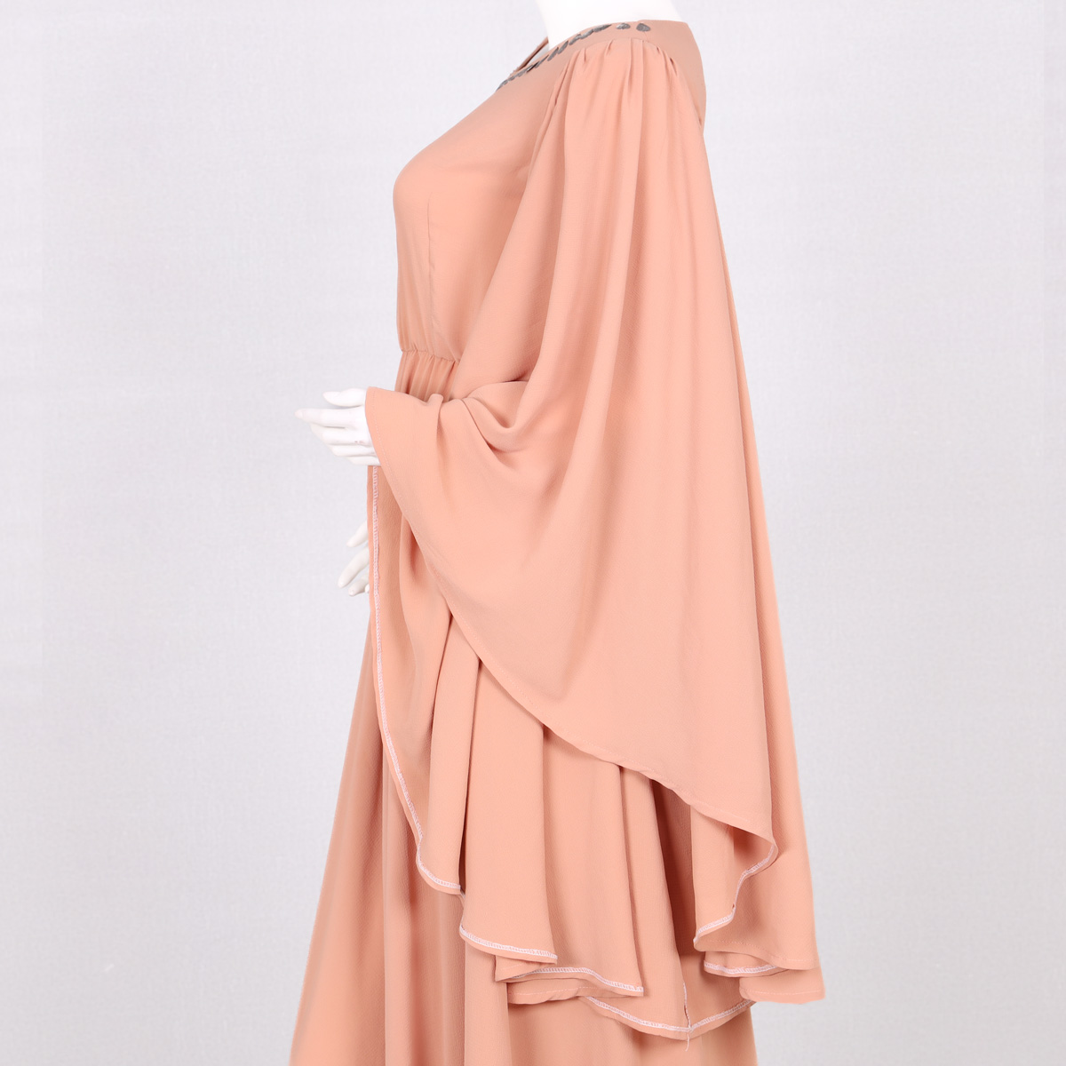 Peach Pleated Party Wear Frock