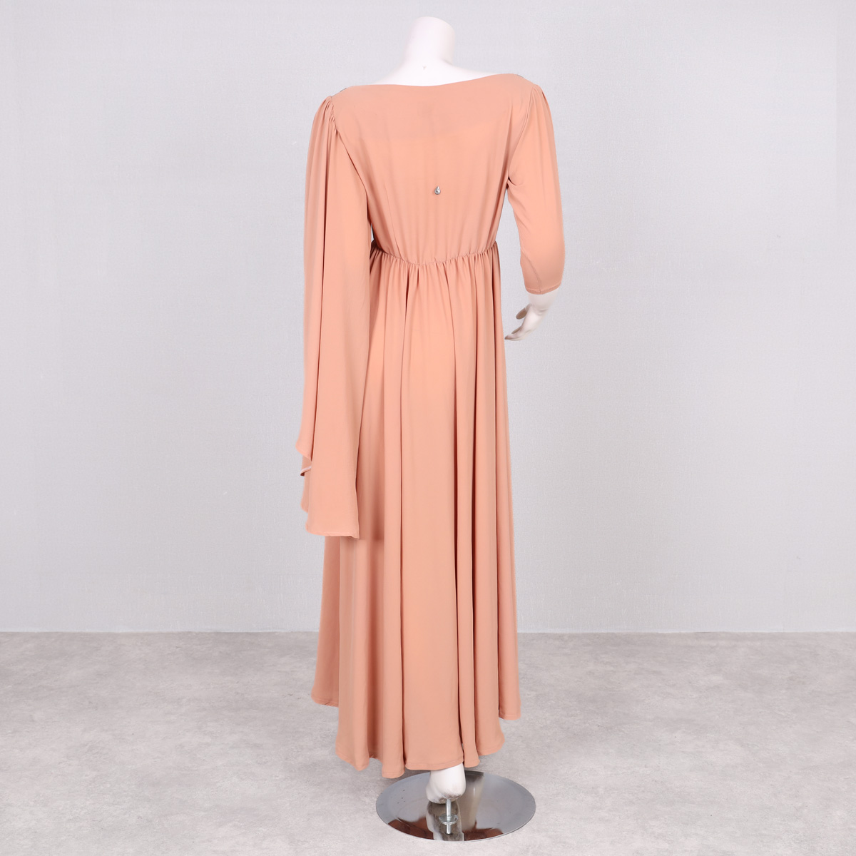 Peach Pleated Party Wear Frock