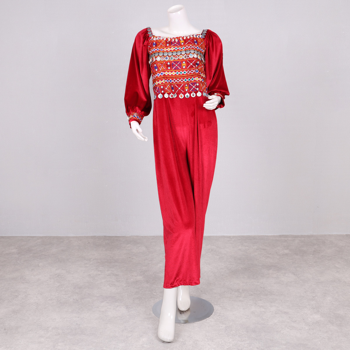 Pink Embroidered Women's Jumpsuit | Velvet Jumpsuit