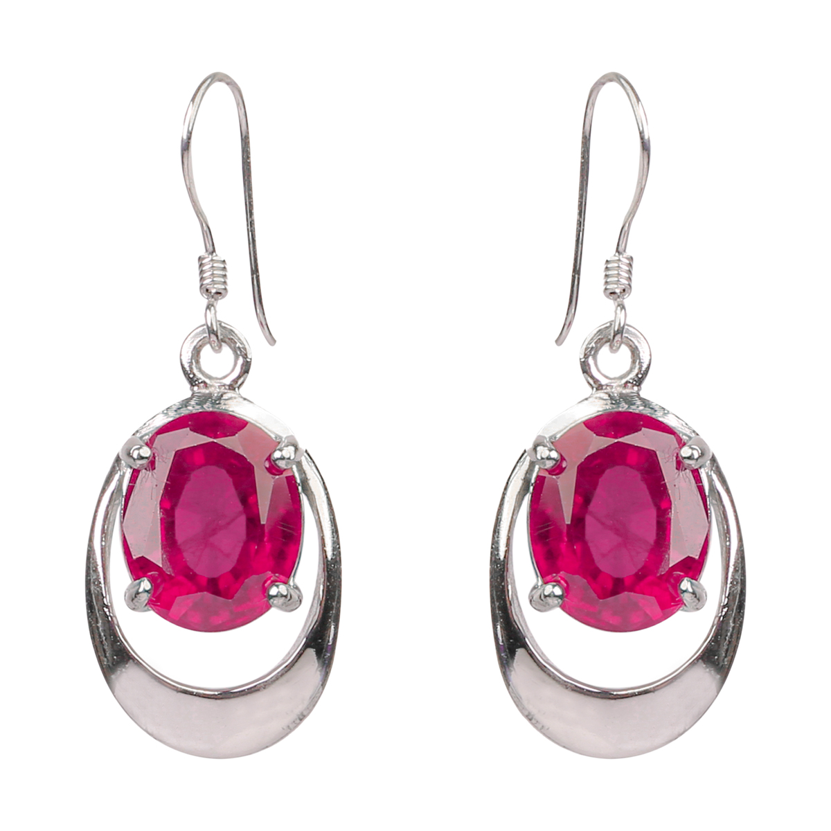 Ruby Dangle Earrings, Ring, Pendant | Silver 925 Women Jewelry Set 