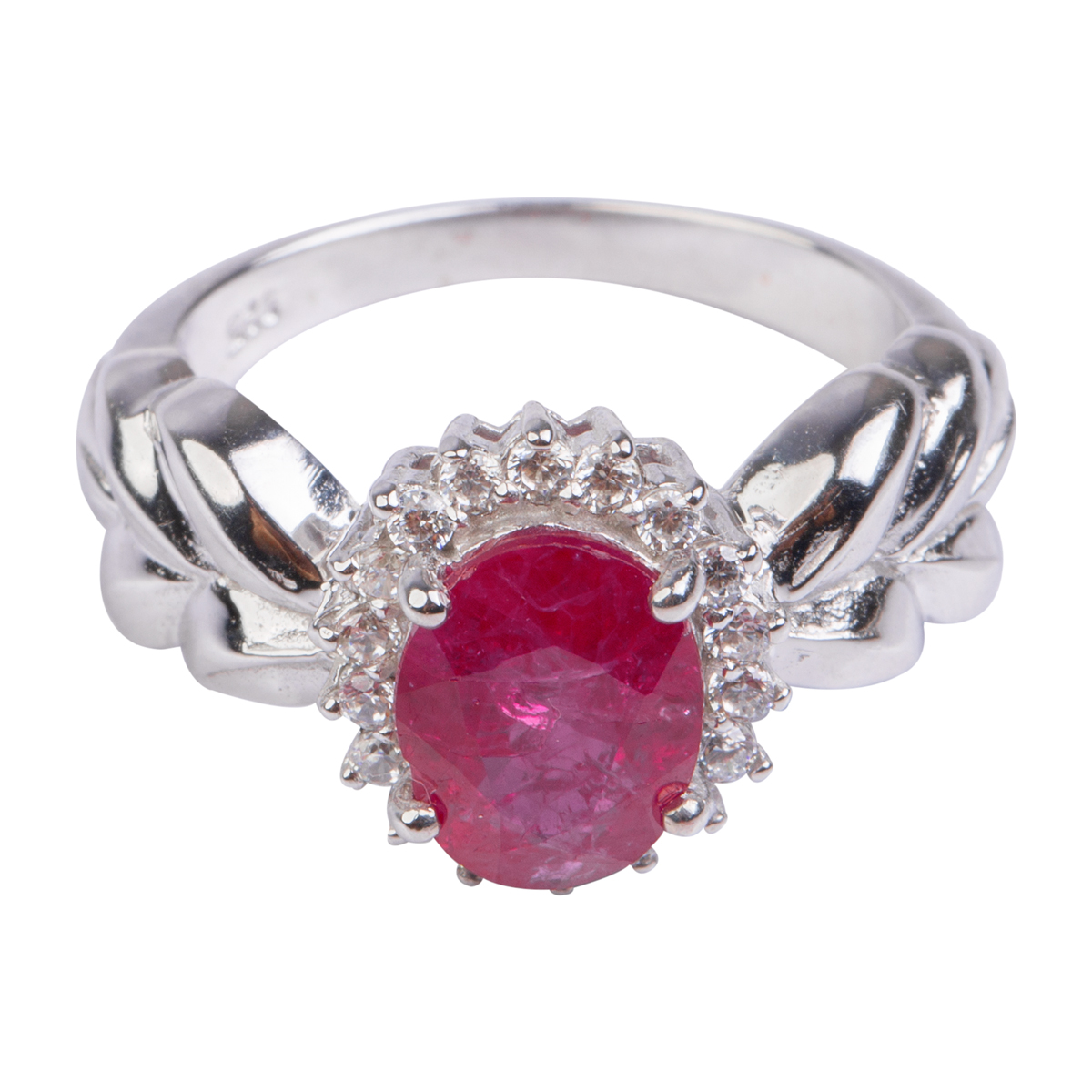 Pink Ruby Leaf Carved Necklace, Earring, Ring | 925 Silver Jewelry Set  