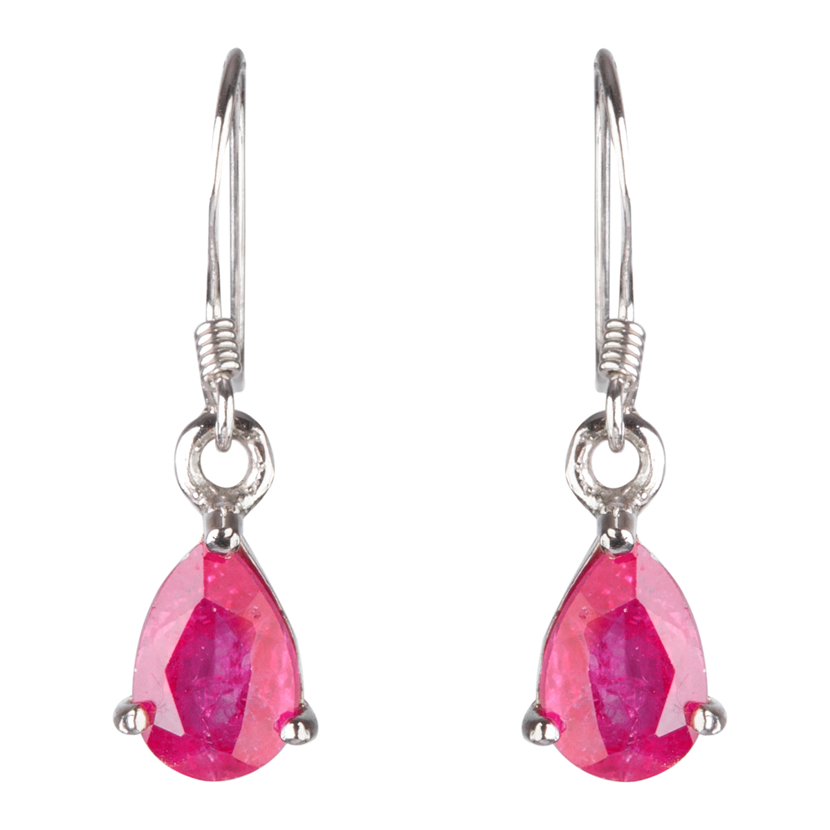 Ruby Charm Necklace With Dangle Earring | Silver 925 Necklace Set with Earrings