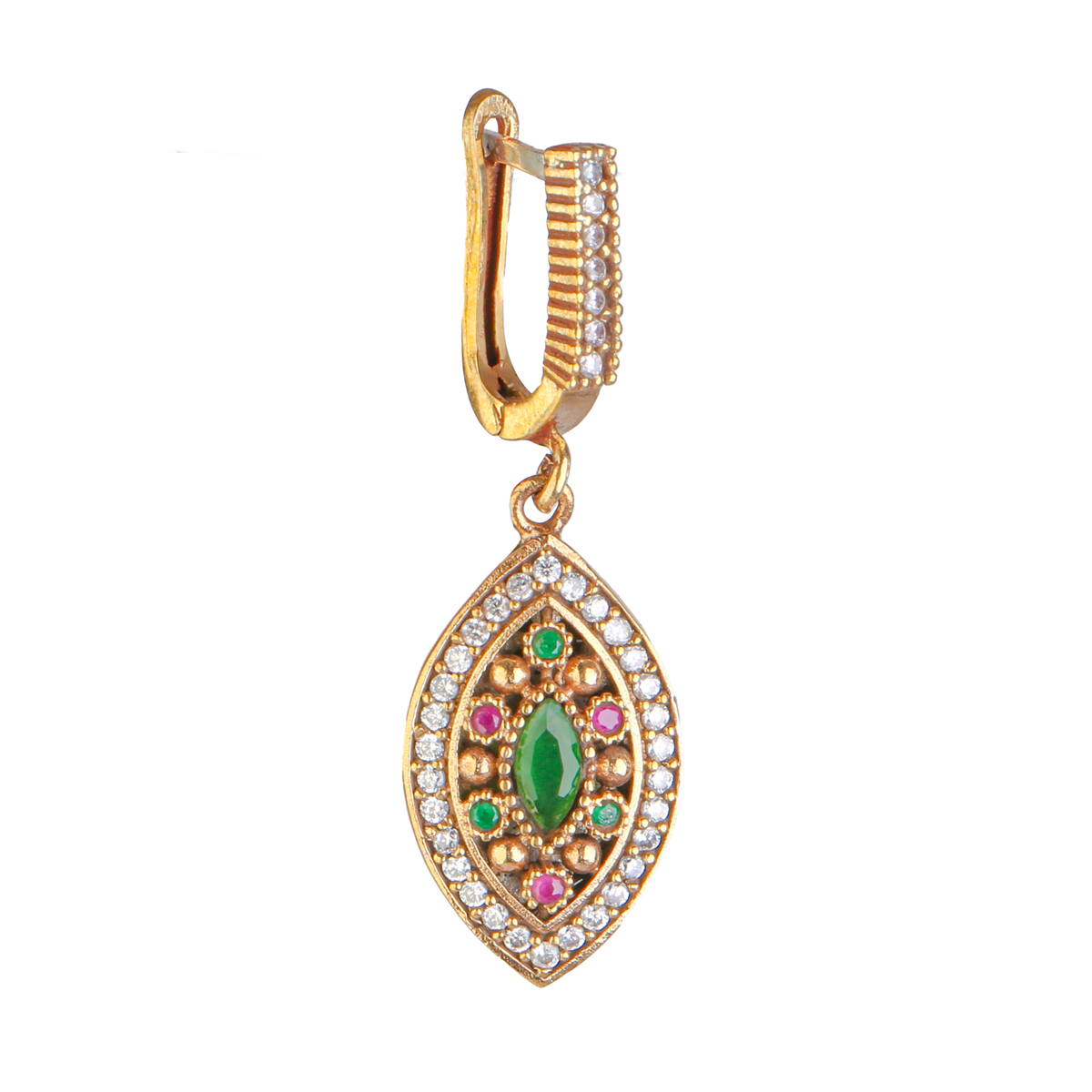 Multi-Colored Ruby Stone Necklace Set | Marquise Cut Pendant Earring and Ring