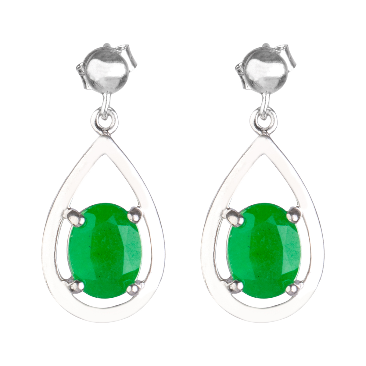 Green Agate Beaded Jewelry Set | Silver 925 Necklace With Pear Shape Earring