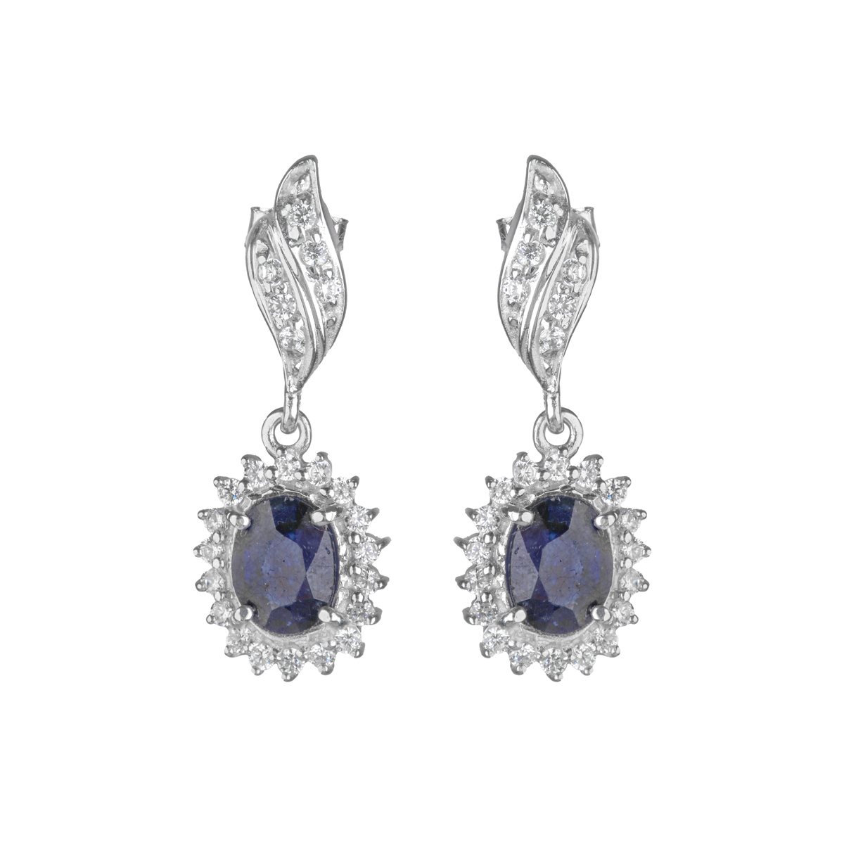 Silver Blue Sapphire Locket, Earrings, Ring | Bridal Cluster Jewelry Set