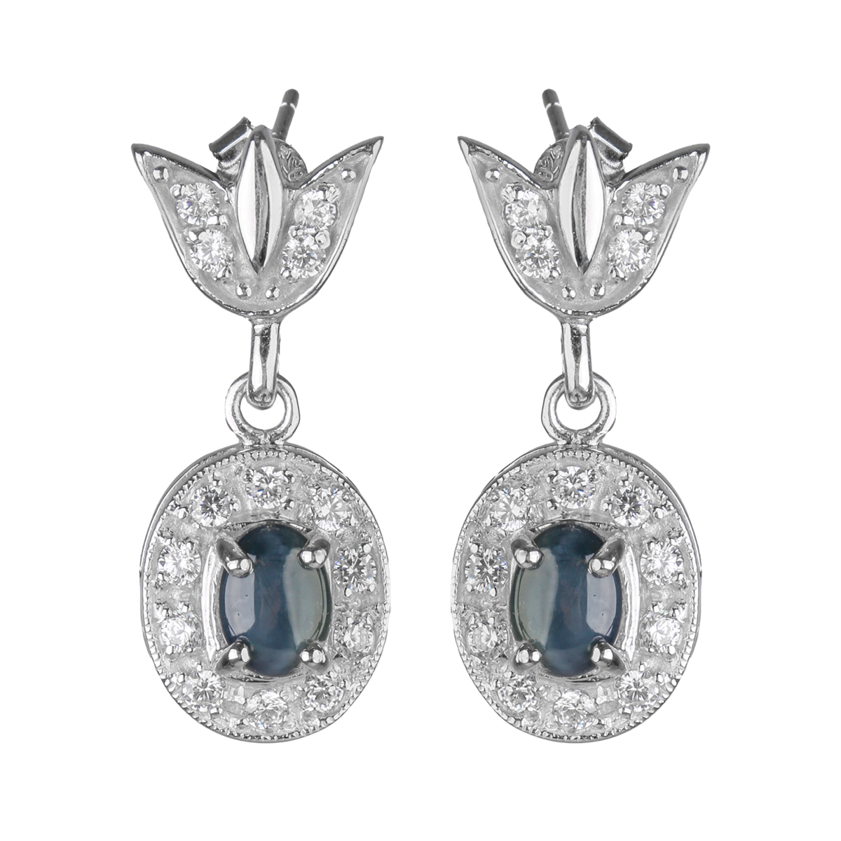 Bridal Sapphire Graduated Locket Set | Silver 925 Fancy Ring Earring and Necklace