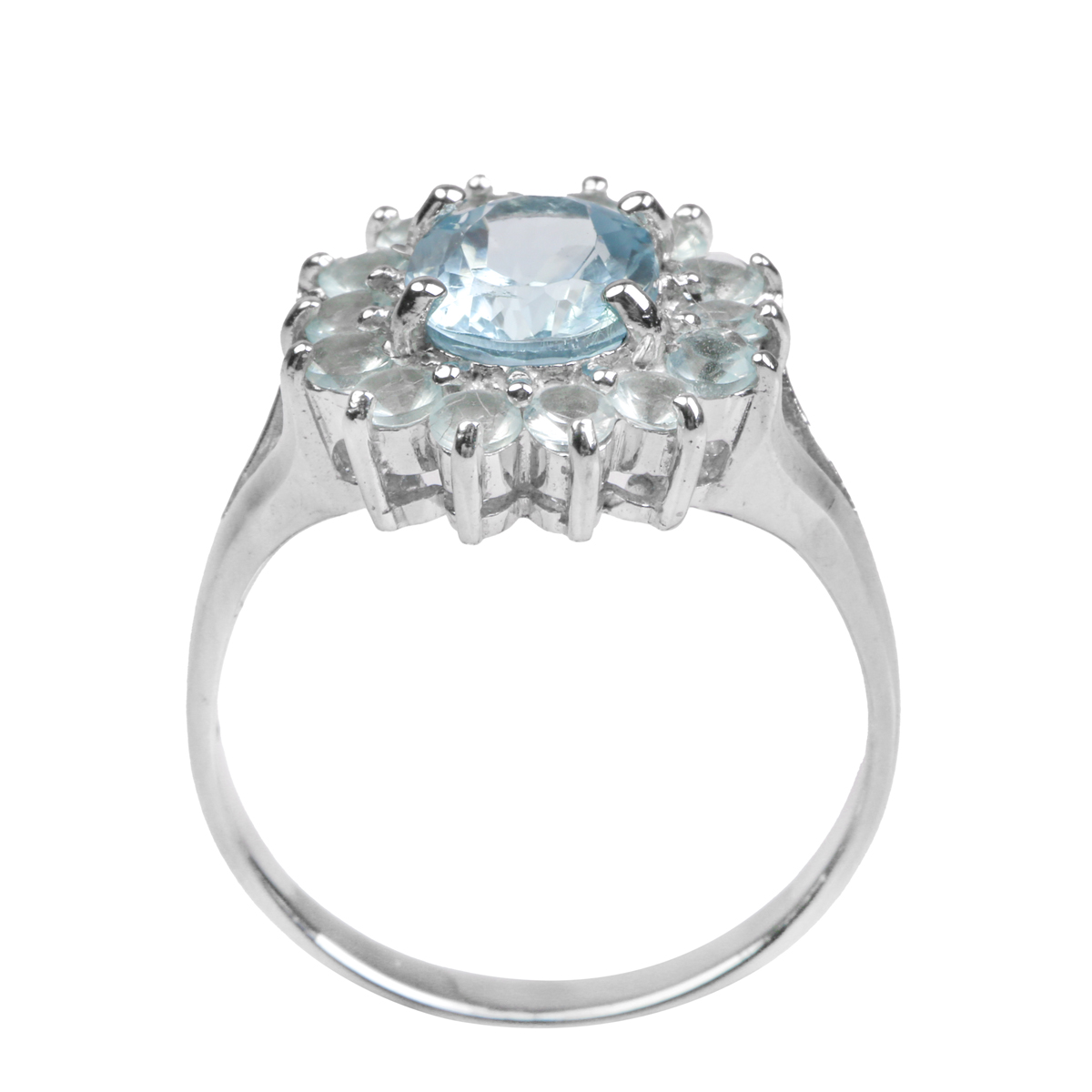 Blue Topaz Necklace Earring and Ring| 925 Silver Pendant With Round Cut Ring 
