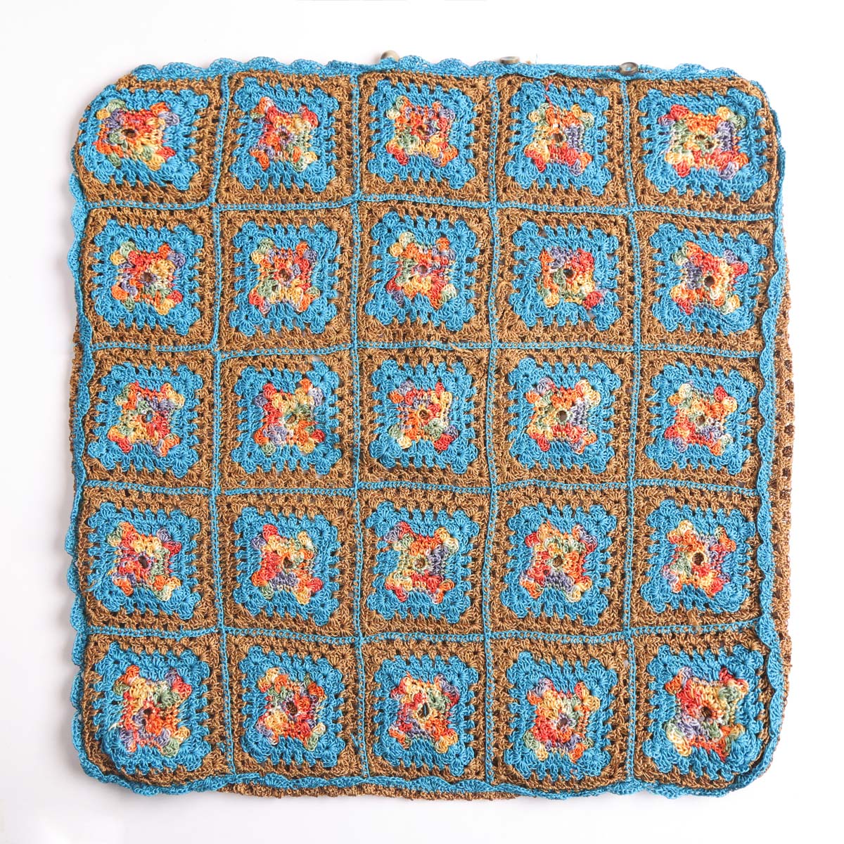 Handknitted Pillow Case | Square Pattern Embroidered Pillow Cover